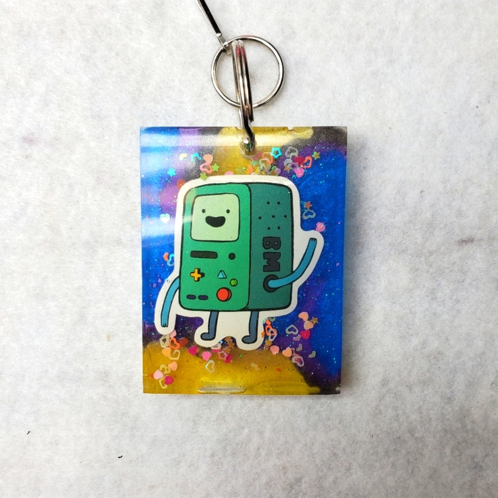 BMO Adventure Time Blue Yellow And Purple Resin Keychain